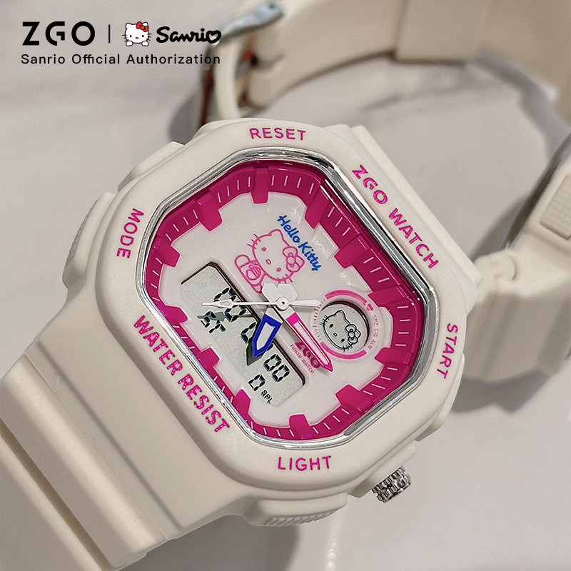 Zgo x Sanrio HelloKitty นาฬิกาสําหรับเด็กเด็กผู้หญิง Dual Display กันน้ํา Luminous อิเล็กทรอนิกส์นักเรียนกีฬานาฬิกาของขวัญ 810 - รูปที่ 3