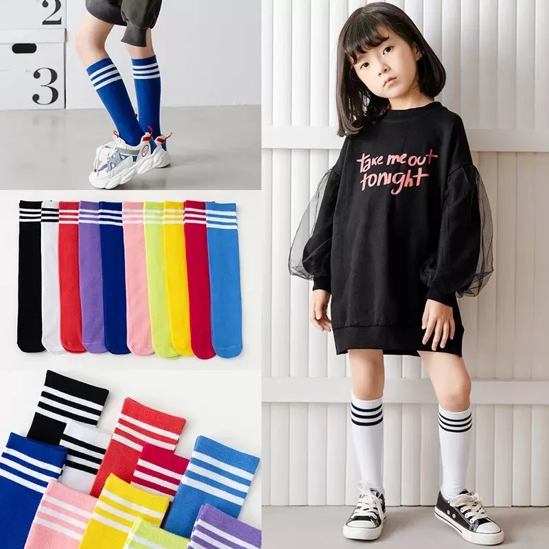 10สีผ้าฝ้ายนุ่มถุงเท้าเด็กโรงเรียนชายหญิงฤดูใบไม้ผลิฤดูร้อนลายถุงเท้ากีฬาสบายๆเด็กถุงเท้าเข่า