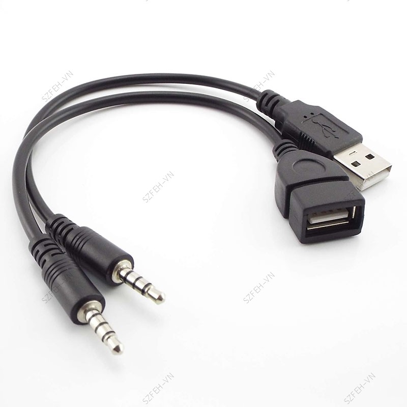 3.5 มม.4 เสาสเตอริโอแจ็คชาย USB 2.0 ประเภท A ชายหญิง Audio AUX connector สาย OTG อะแดปเตอร์แปลงสําหรับรถยนต์ F4TH