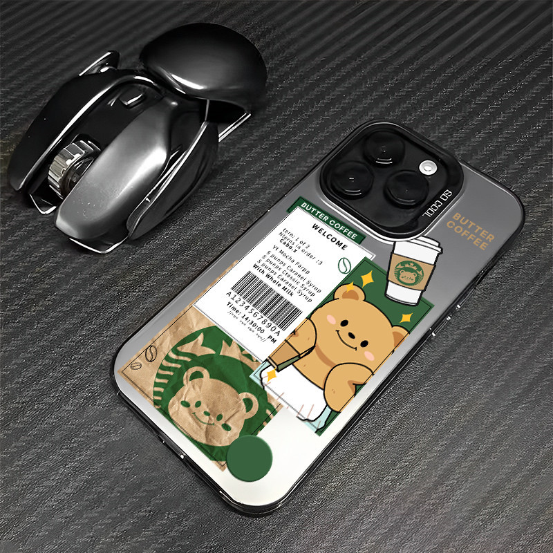 เคสโทรศัพท์กรอบโลหะ Little Butter และ Starbucks ไอโฟน11 For iPhone11 12 13 14 15Pro MAX X XS XR 6 7 8Plus SE เคสโทรศัพท์