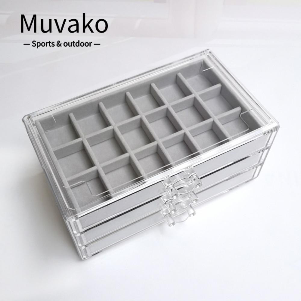 Muvako กล่องเก็บเครื่องประดับ ต่างหู สร้อยคอ อะคริลิค ผ้ากํามะหยี่ กันลื่น วางซ้อนกันได้ ปรับได้