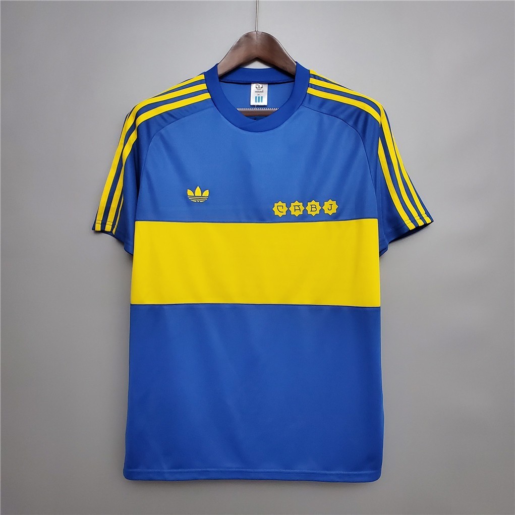 เสื้อกีฬาแขนสั้น ลายทีมชาติฟุตบอล Boca Juniors 1981 ชุดเหย้า สไตล์เรโทร