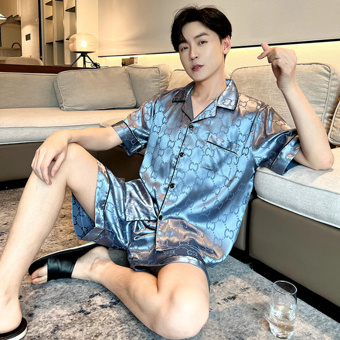 ชุดนอนแขนสั้น ผ้าไหม ผ้าซาติน ทรงหลวม พิมพ์ลายตัวอักษร ขนาดใหญ่ เหมาะกับฤดูร้อน สําหรับผู้ชาย ไซซ์ L – 5XL ราคา ถูกที่สุด ดีลบีเคเค แกลเลอรีภาพที่ 8
