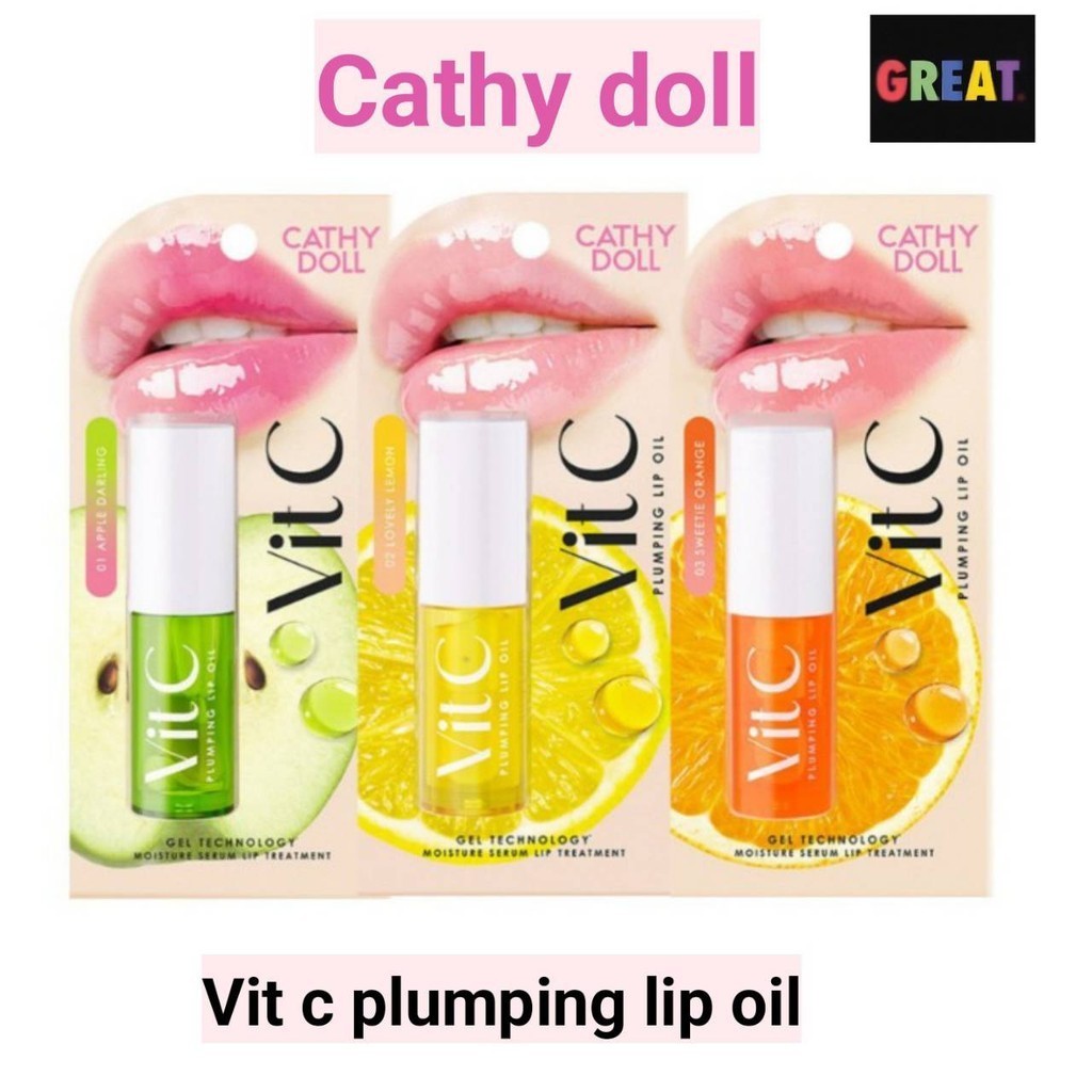 Cathy Doll Vitamin C  ลิป ออยล์ Plumping Lip Oil 2.4G ลิป ออยล์  1 ชิ้น