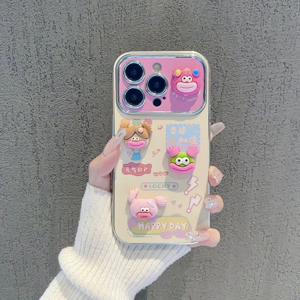 เคสโทรศัพท์มือถือ ซิลิโคนถัก กันกระแทก ลายการ์ตูนเด็กผู้หญิง สามมิติ ขนาดใหญ่ สําหรับ iphone 15promax 14 13 12 11 XSMAX XR 8plus 7
