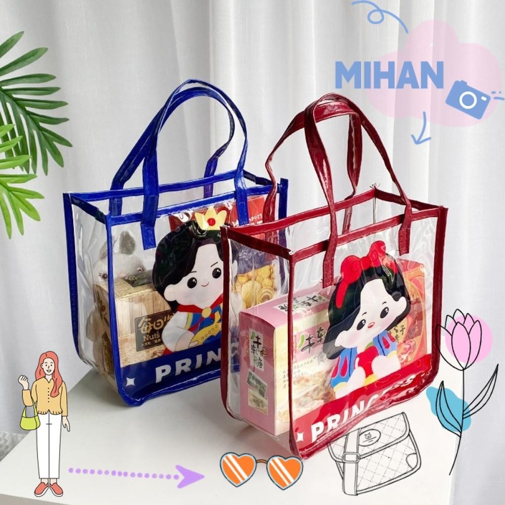 Mh กระเป๋าเยลลี่ PVC ใส แบบมือถือ แบบพกพา หนา เจ้าหญิงเจ้าชาย กันน้ํา กระเป๋าว่ายน้ํา เด็กผู้หญิง