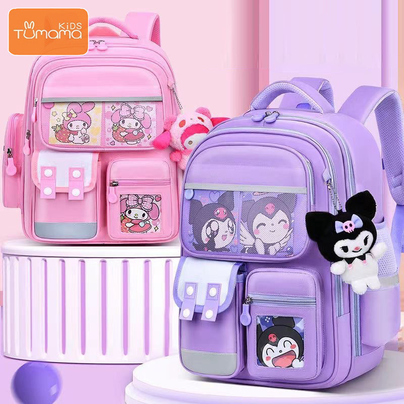 Tumama Melody Kuromi กระเป๋าเป้สะพายหลัง กันน้ํา ความจุขนาดใหญ่ สําหรับนักเรียนประถม 1-3-6