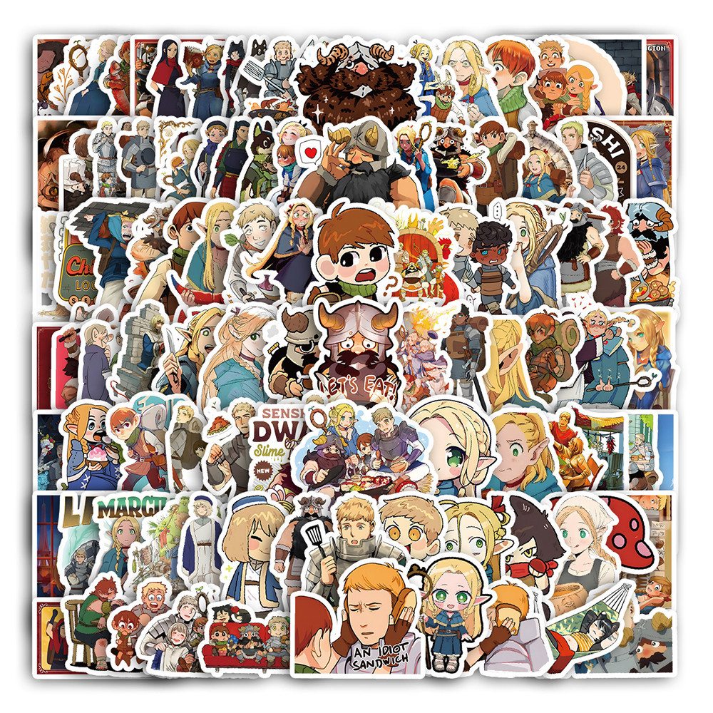 สติกเกอร์ ลายกราฟฟิติอนิเมะ Delicious in Dungeon สําหรับตกแต่งกระเป๋าเดินทาง โทรศัพท์มือถือ แล็ปท็อป โน้ตบุ๊ก ของขวัญเด็ก 100 ชิ้น