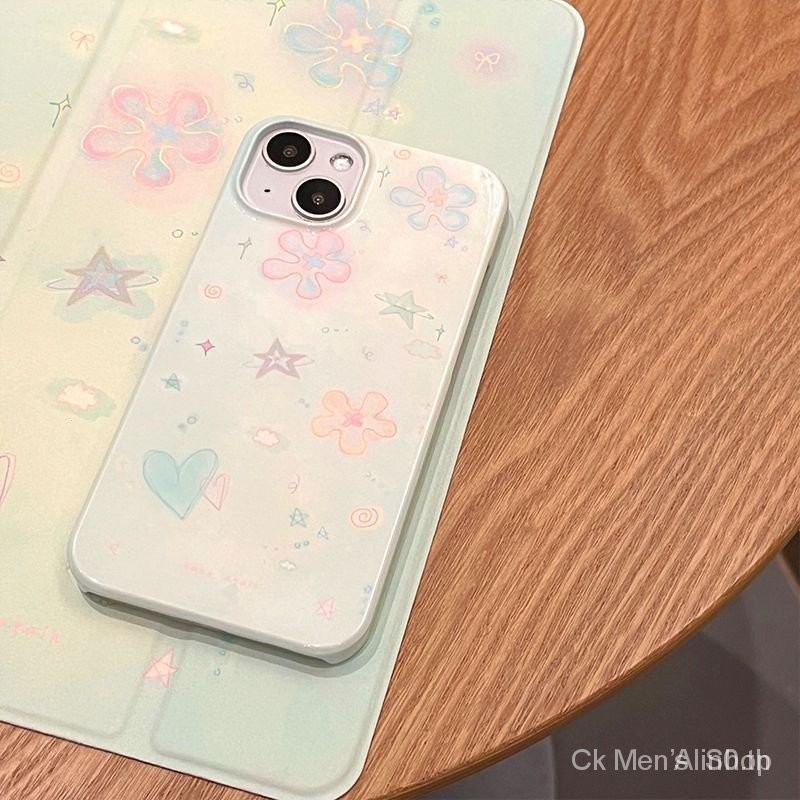 เคสป้องกันโทรศัพท์มือถือ ลายดอกไม้ ไล่โทนสี สองชั้น สําหรับ iPhone 7 8 plus x xs XR xsmax 11 12 13 1