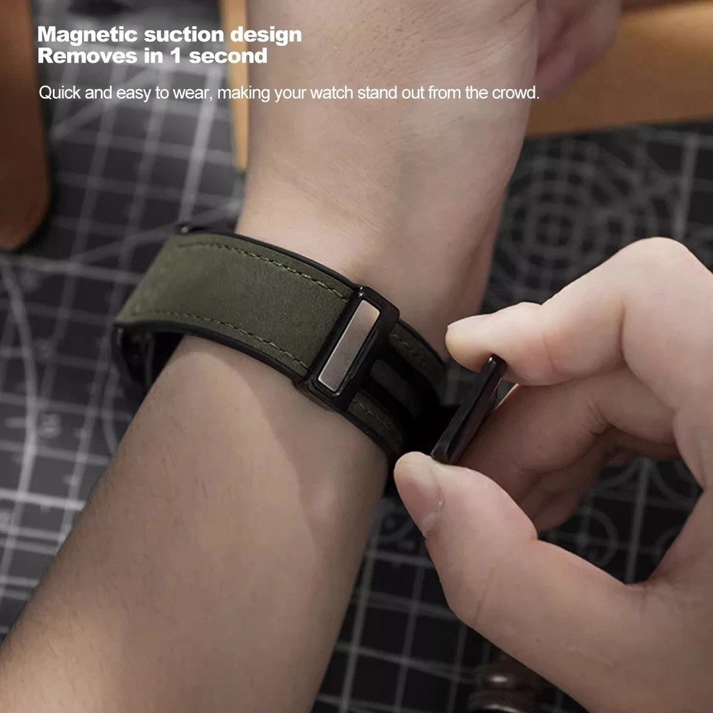 Garmin Forerunner 165 สมาร์ทวอทช์ สายหนัง แม่เหล็ก สําหรับ Garmin Forerunner 165 Music ซิลิโคน หัวเข็มขัดแม่เหล็ก สายนาฬิกาข้อมือ อุปกรณ์เสริม