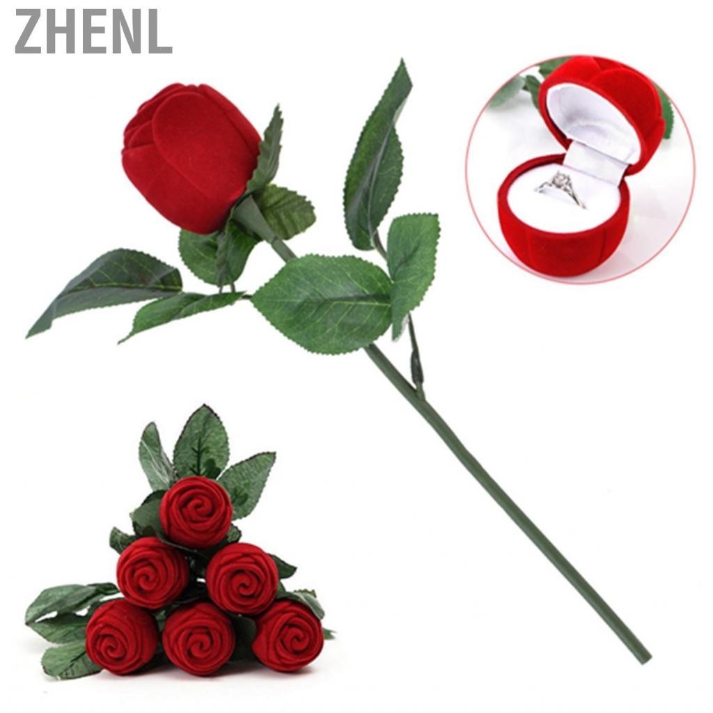 Zhenl Ring Case  Portable Safe Red Rose Shape Box Elegant for Engagement