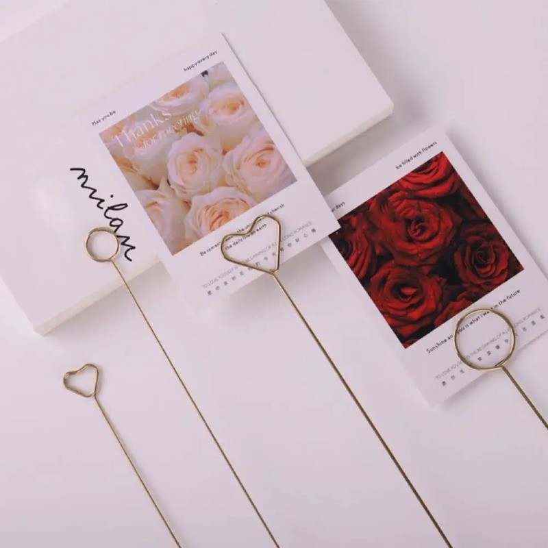 20 ชิ้น ทรงกลม หัวใจ DIY ที่ใส่บัตร โปสการ์ด โลหะ คลิปอวยพร ข้อความ ดอกไม้ การ์ด ขาตั้งตกแต่ง - รูปที่ 5