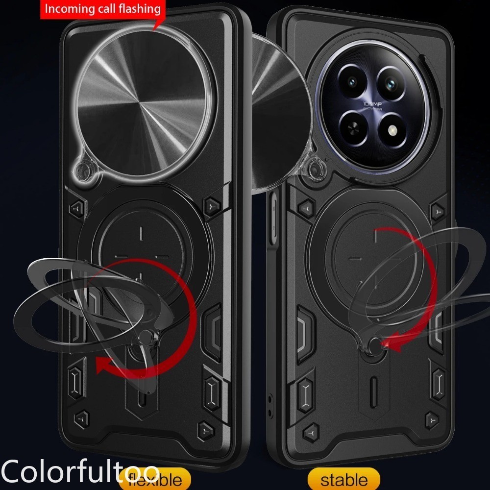 Realme 14X สไลด์ Push ดึงเลนส์กล้องป้องกันเคสโทรศัพท์สําหรับRealme 13 12 Pro Plus 12Pro + 13 + 12 + Realme13Pro 5Gผู้ถือแหวนแม่เหล็กวงเล็บเกราะกันกระแทกปลอกปกหลัง - รูปที่ 2