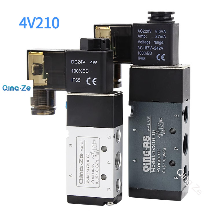 วาล์วโซลินอยด์ควบคุมความดันอากาศ 1/4 4V210-08 5 ทาง 2 ตําแหน่ง DC12V DC24V AC110V AC220V