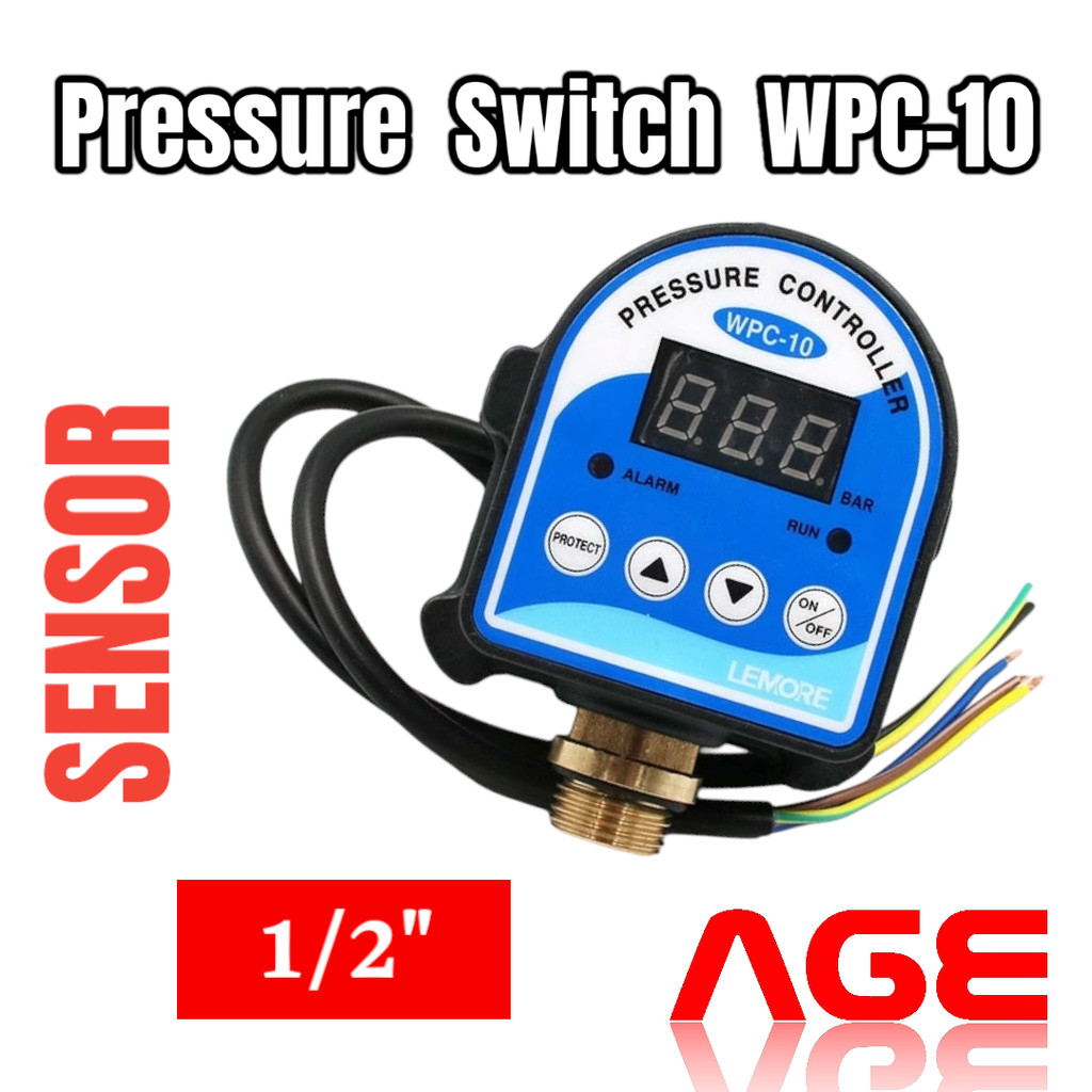 สวิตช์แรงดัน Pressure Switch ,0-10kgf, (10 Bar), 220VAC, 10A ,20mm, Digital Pressure Control Switch ,WPC-10