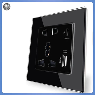 Wl| ใหม่ แผงไฟ 2100MA USB 13A UK Type C อินเตอร์เฟซซ็อกเก็ตติดผนัง