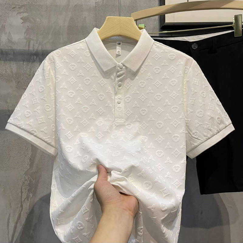 M-4XL เสื้อโปโลชาย เสื้อโปโลแขนสั้นลำลองพลัสไซส์แฟชั่นเกาหลี เสื้อคอปกผู้ชาย