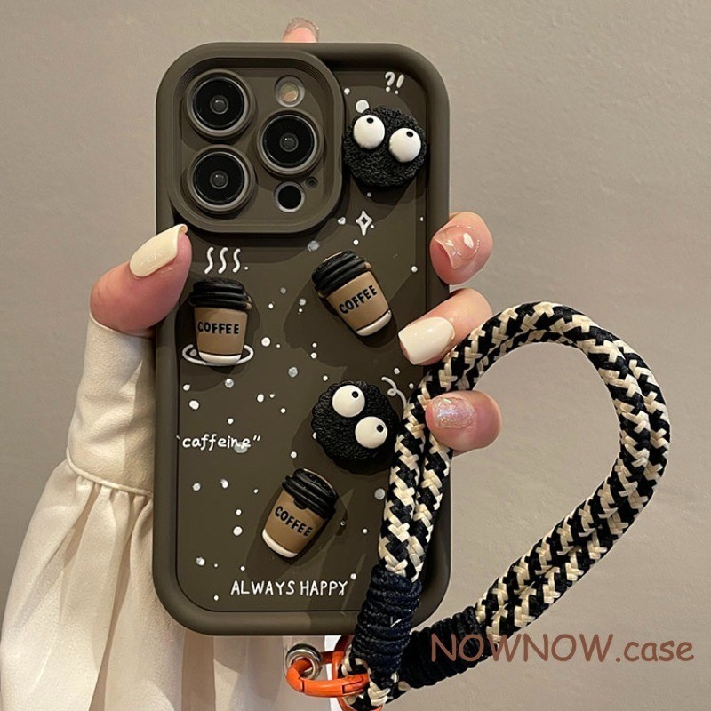 ใช ้ งานร ่ วมกับ iPhone 15 14 13 12 11 Pro MAX X XR XS MAX 7 8 Plus INS โทรศัพท ์ มือถือป ้ องกันกรณี Creative DIY ถ ่ านหินขนาดเล ็ กกาแฟ Anti Drop และ Anti Dirt Soft Cover