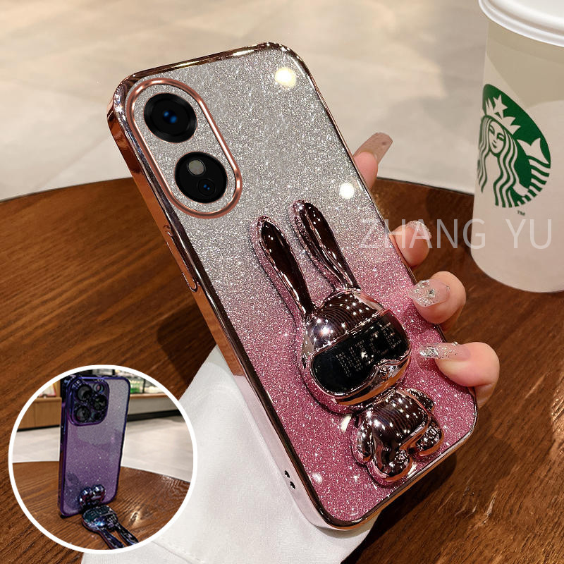 ปลอกoppo A1 A2 5G A58 4G A79 A1 A2 PRO A18 A38 4G A78 4G A78 5G A97 A98 5Gเคสโทรศัพท์TPU 3D NICEกระต่ายขาตั้งสเตอริโอซิลิโคนอ่อนElectroplated