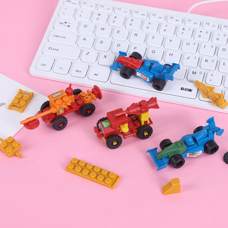 มินิประกอบการ ์ ตูน Racing Creative Building Blocks โรงเรียนอนุบาล 4-6 ปีเด ็ กของเล ่ นเพื ่ อการศึกษา