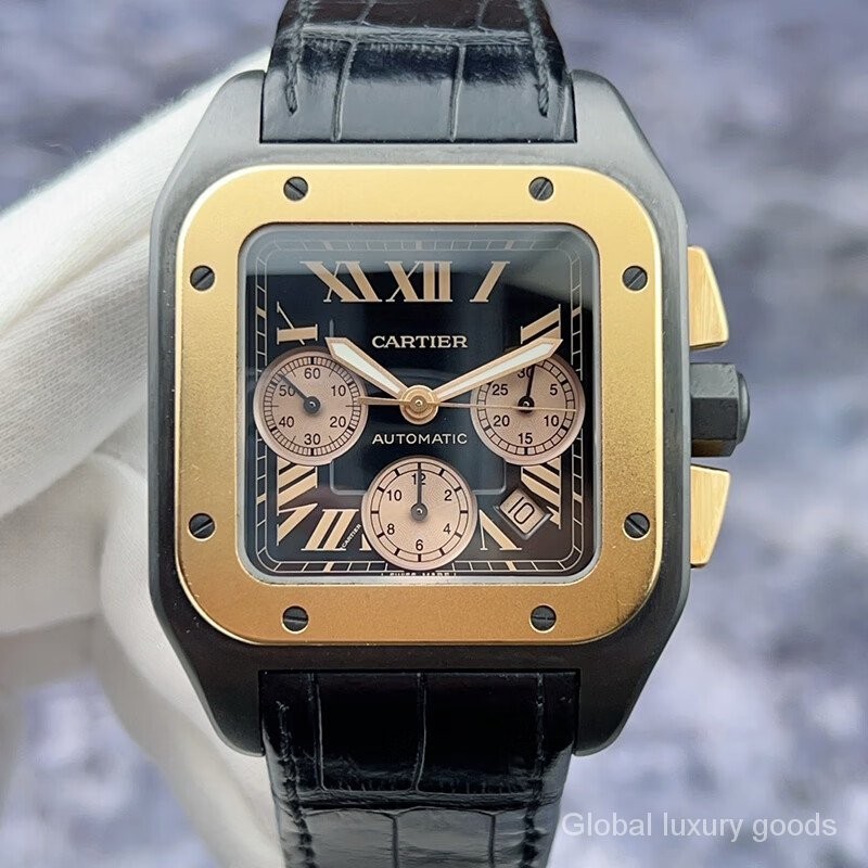 รถเข ็ น Santos Series W202004  Titanium/18k Rose Gold Material Date Chronograph Function Automatic Mechanical Men 's Watch HGWL