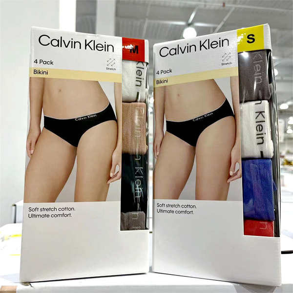 กางเกงใน กางเกงใน ck Calvin Klein/Kevin Clay กางเกงชั้นในผู้หญิง 4 แพ็ค CK กางเกงในแนวราบไร้รอยต่อ Shanghai Costco