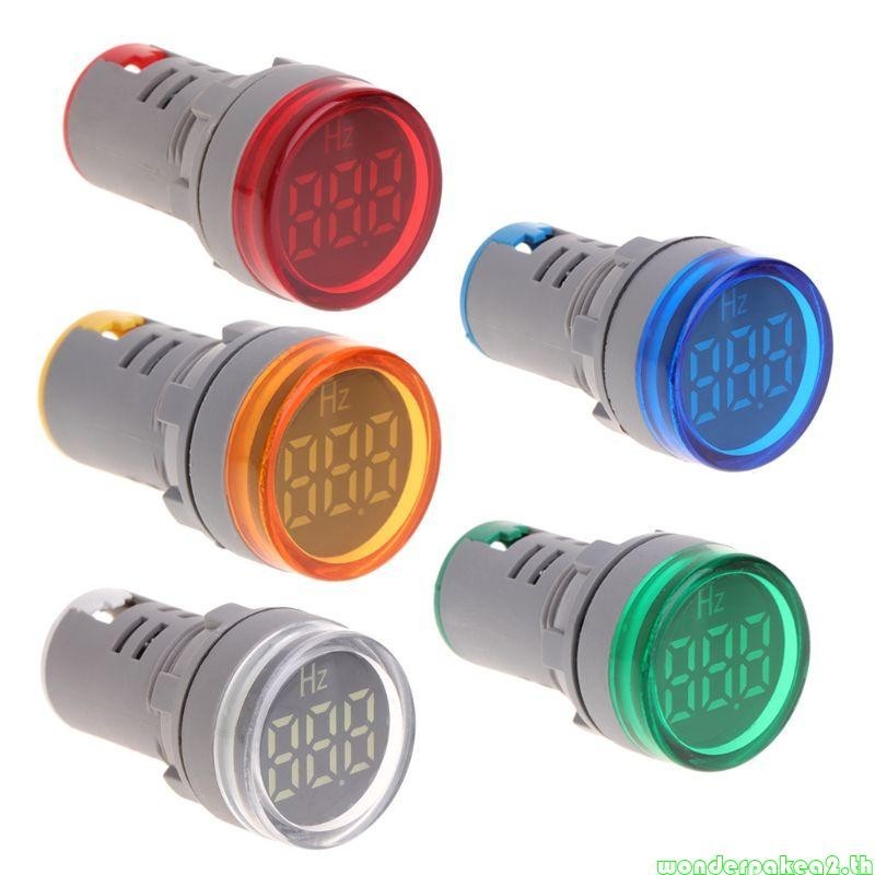 Wonderpakea2 แบบพกพา 22 มม.HZ Meter เครื ่ องทดสอบความถี ่ จอแสดงผล LED วัดช ่ วงวัด 20-75Hz รอบสีเขียวสีฟ ้ าสีแดงสีขาว
