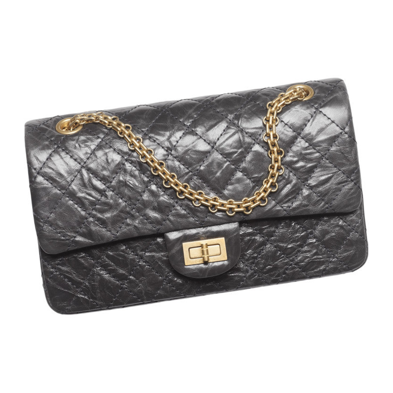 Chanel/Chanel women's bag Borsa 2.55 black diamond patterned quilted flap pleated single shoulder crossbody
