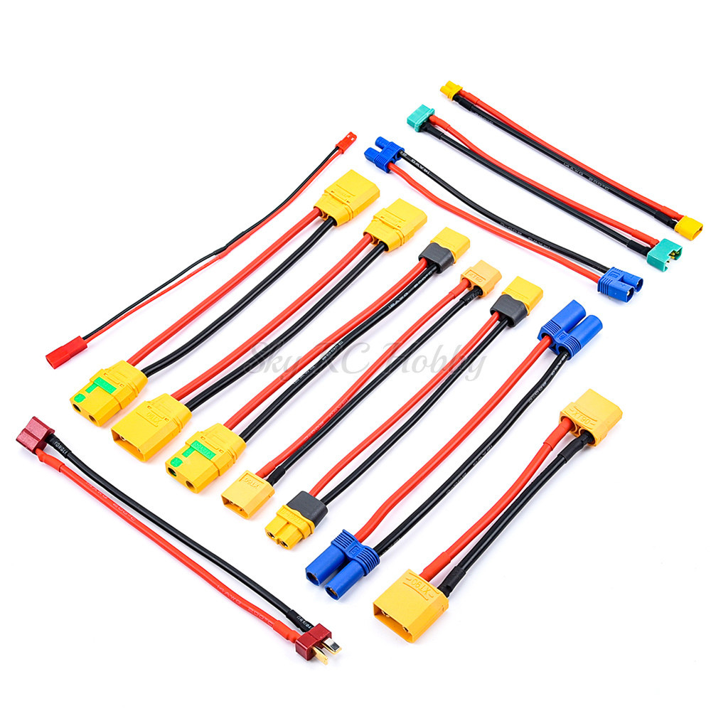 SK 1PCS XT30 XT60 XT60H XT90 XT90S EC3 EC5 MPX T Deans JST Male to Female Extension Cable Wire 12AWG