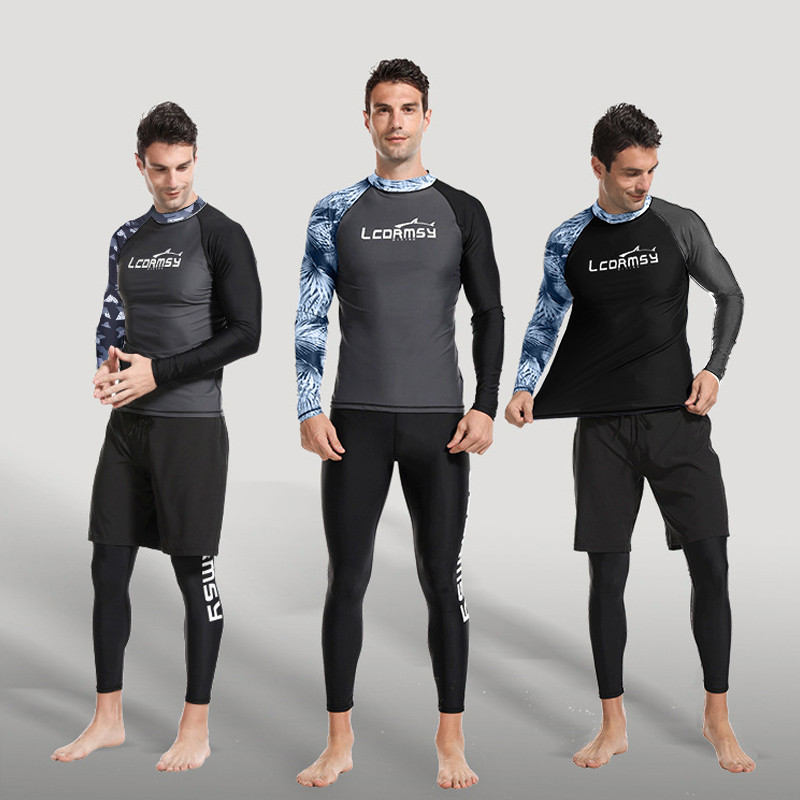 Men's Swimwears Long Sleeve Rushguard SwimSuit Compression Rash Guard Gym Clothes Fitness for men 1081/1082