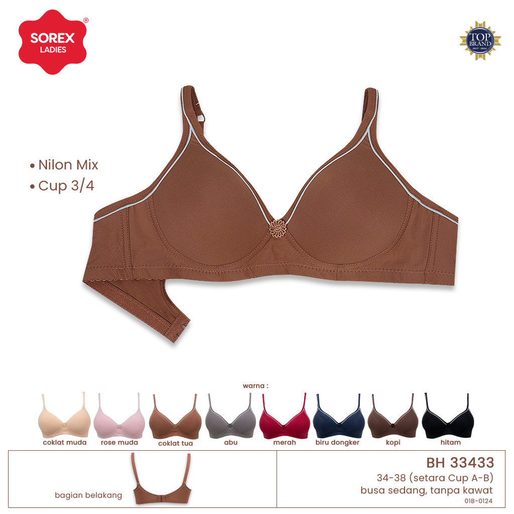 3 ชิ้น Sorex ถ้วยเล็ก Bra ไม่มีลวดตะขอโฟมขนาดกลาง 2 เทียบเท่ากับ AB ถ้วย Silky Soft Daily Bra BH 333