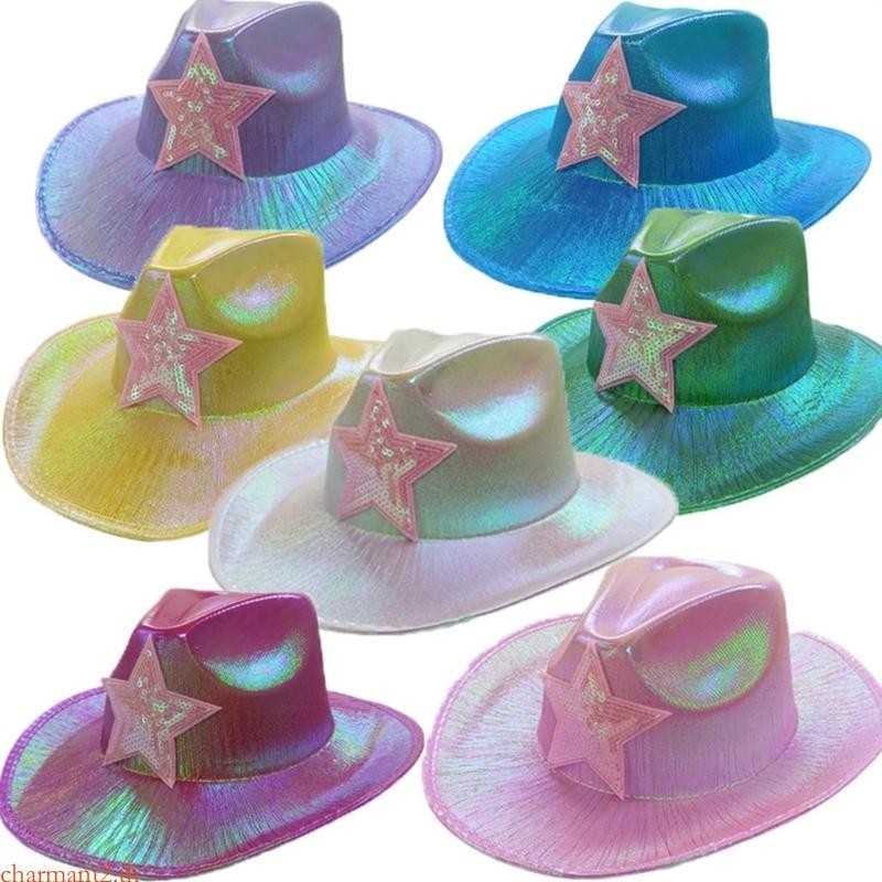 Charmant สไตล ์ หมวก Fedora หมวกเทศกาลดนตรีเลื ่ อมหมวก Bachelorette Party Props