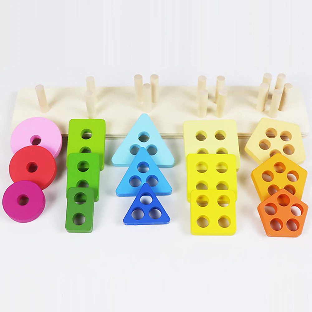 Montessori Wooden Educational Toys for Children 1 2Y Baby Shape Color Sorter Block Puzzles Toddler L