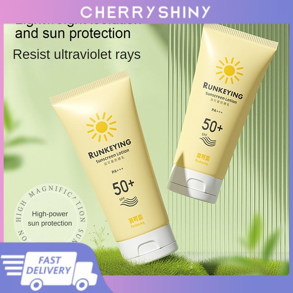 Runkeying ครีมกันแดดกําลังสูง SPF50 สดชื ่ นไม ่ Sticky Whitening Isolation Cream Anti-aging Anti-ultraviolet Brightening เครื ่ องสําอาง
