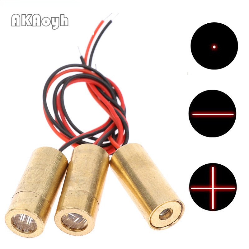 หัวเลเซอร ์ 650nm 9mm 3V 50mW เลเซอร ์ Cross ไดโอดโมดูลสีแดงหัวทองแดงสาย / จุด / ข ้ ามเลเซอร ์ ไดโอด