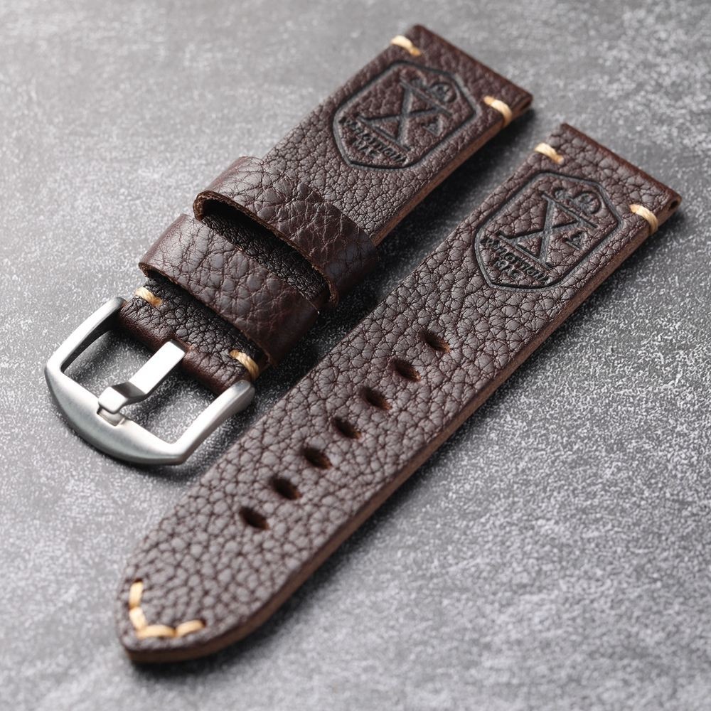 Handmade Italy Mbox Cowhide Strap 20 22 24MM สีน้ําตาลสีดํา Retro Style Soft Bracelet