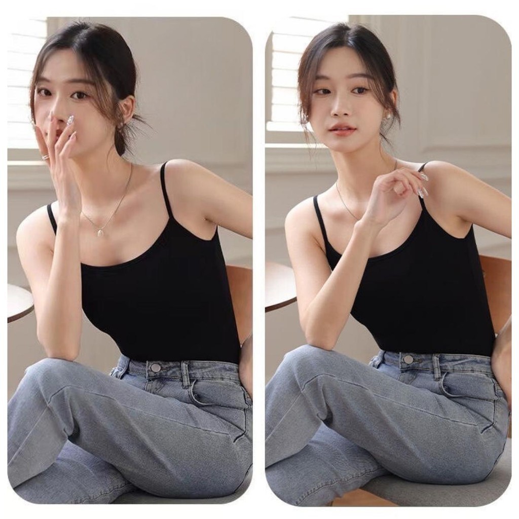 เสื้อสายเดี่ยว ผู้หญิง แฟชั่น เสื้อซับใน สีพื้น แมทช์ได้หลายลุคหลายสไตล์ ผ้านิ่ม โปร่ง สวมใส่สบาย ฟรีไซส์