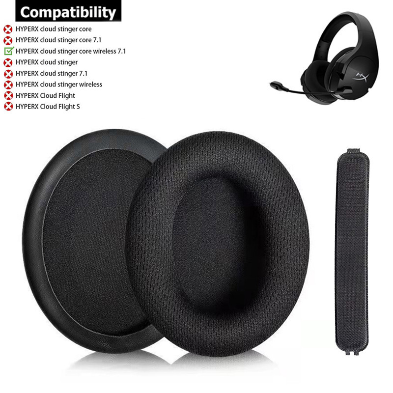 แผ ่ นรองหูสําหรับ HyperX Cloud Stinger Core Wireless 7.1 หูฟังแถบคาดศีรษะ Earpads เบาะฟองน ้ ําชุดหูฟัง Earmuffs