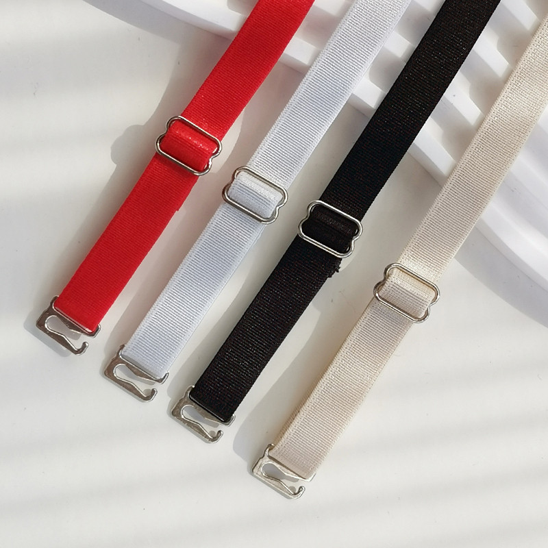 สีทึบสายเสื้อชั้นใน ปรับได้ มีตะขอ กันลื่น สีดำ สี 1.0 ซม 1.5ซม Bra Sling