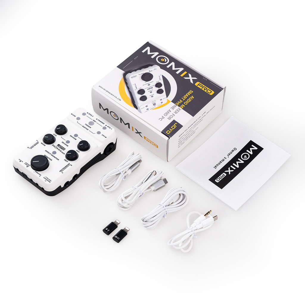 Original JOYO MOMIX PRO Audio Mixer โทรศัพท์ Type-C ขับเคลื่อนอินเทอร์เฟซเสียง USB สเตอริโอ XLR 48V Phantom Power Mixer สําหรับสตรีมมิ่งการบันทึก Podcasting ไมโครโฟน / คีย์บอร์ด