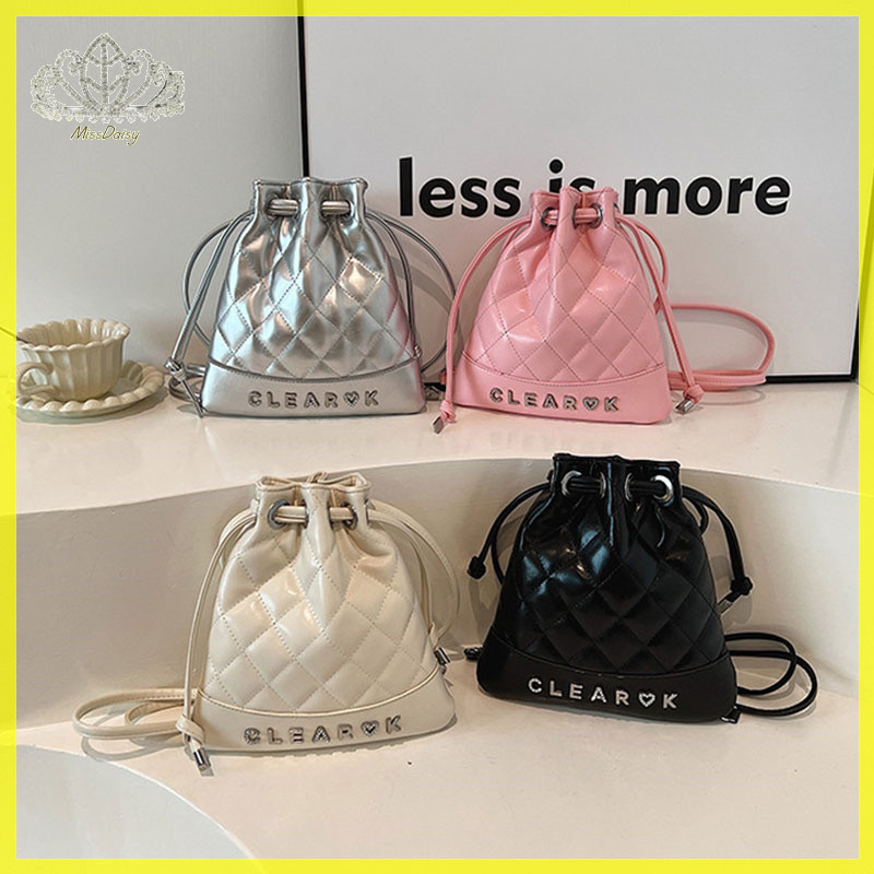 Daisy Simple Fashion Diamond Lattice Single And Double Shoulder Dual-use Bag Bucket Bag Women 's Bag TH
