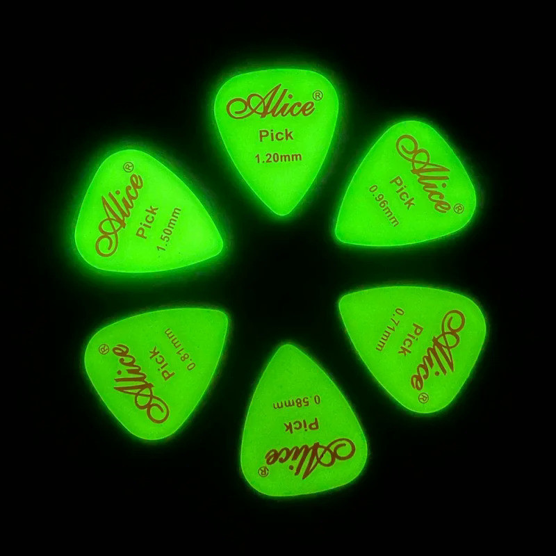 Alice Electric Guitar Glowing 0.58-1.5mm Glowing in Darkness-6 ชิ ้ นแพ ็ ค