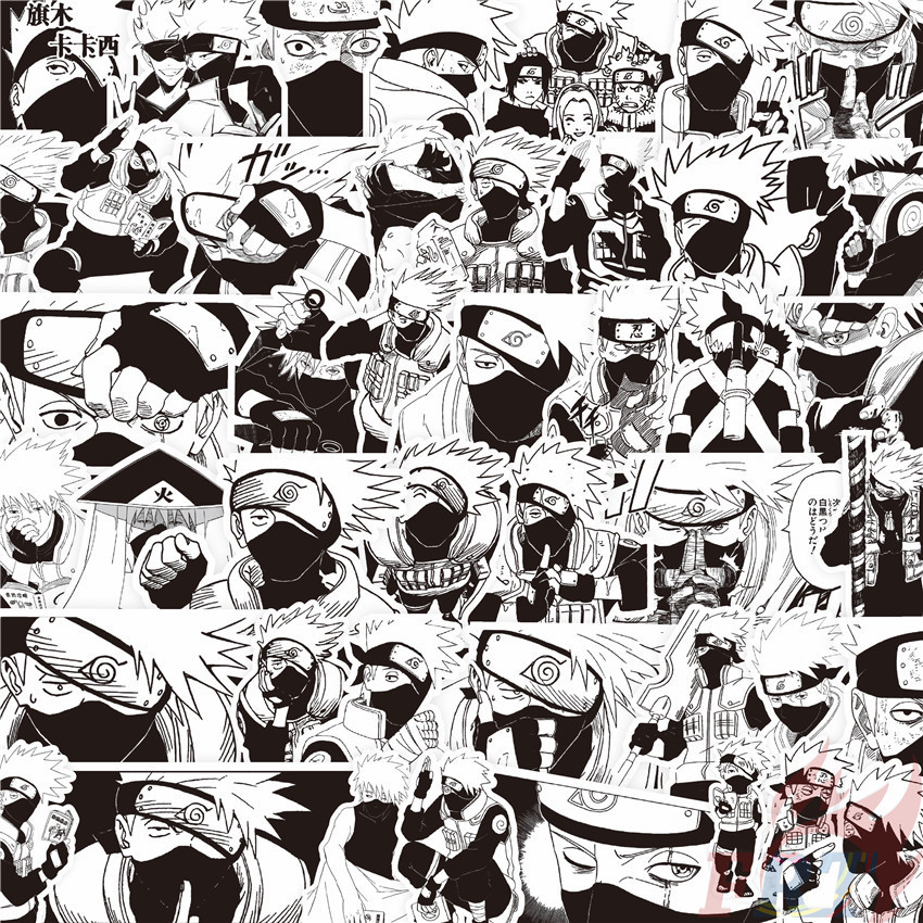 72ชิ้น/เซ็ต ❉ นารูโตะ . ฮาตาเกะ คาคาชิ . สติ๊กเกอร์ Classical Black & White Series 01 ❉ สติ๊กเกอร์แฟชั่น DIY Doodle Decals