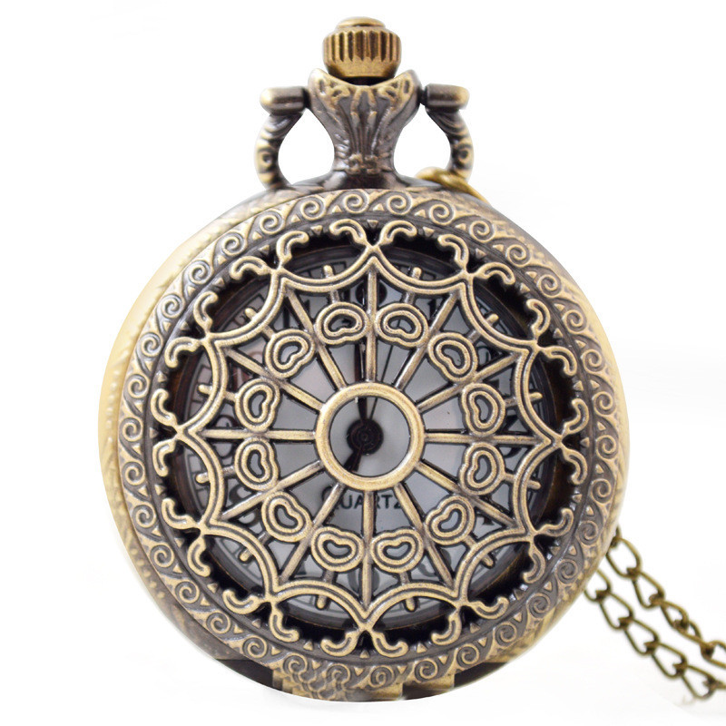 นาฬิกาพกสไตล ์ หัตถกรรม Retro Spider Web Quartz Pocket Watch