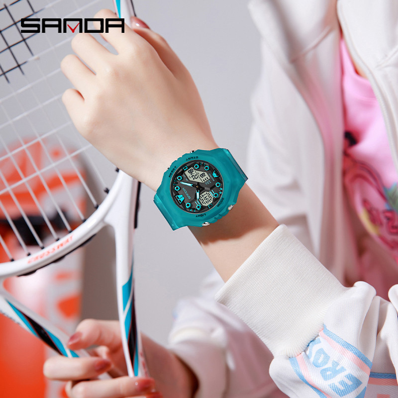 Sanda หน ้ าปัดขนาดใหญ ่ มัลติฟังก ์ ชั ่ นอินเทรนด ์ Urban กีฬากันน ้ ํากลางแจ ้ งนาฬิกาผู ้ ชาย SD6200