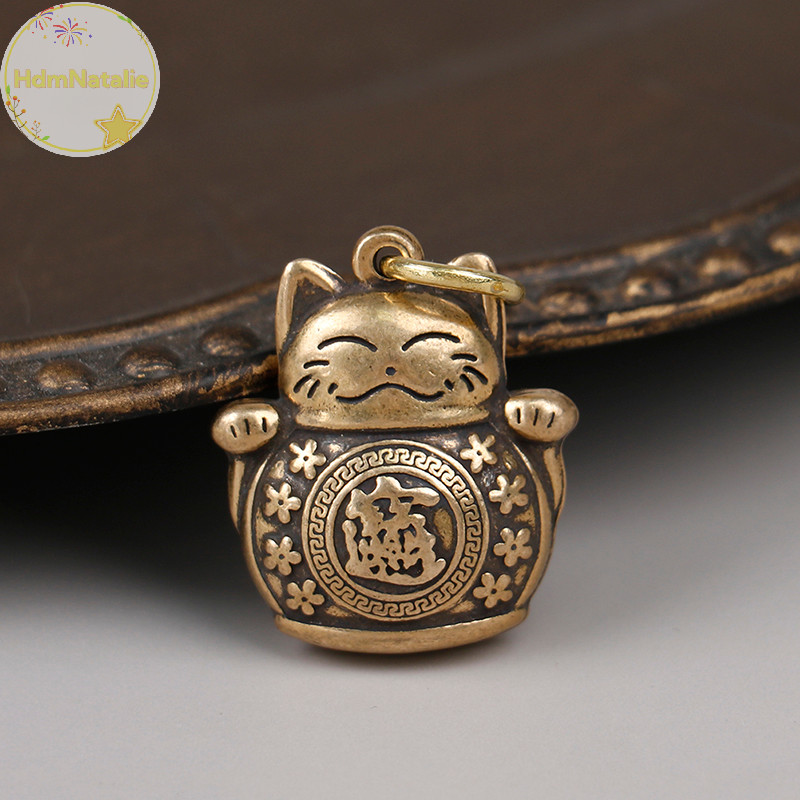 Hdmnatalie ทองแดงบริสุทธิ์ Lucky Cat พวงกุญแจ DIY เครื่องประดับแขวนอุปกรณ์เสริมพวงกุญแจจี้ TH