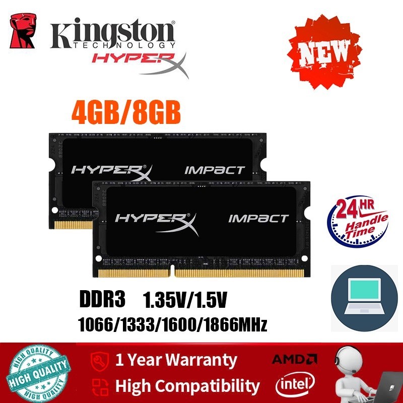 【Fast Shipping】 Kingston Hyperx 4GB/8GB DDR3/DDR3L Notebook Memory  RAM  SODIMM 1066/1333/1666/1866MHz 204Pin 1.35V/1.5V