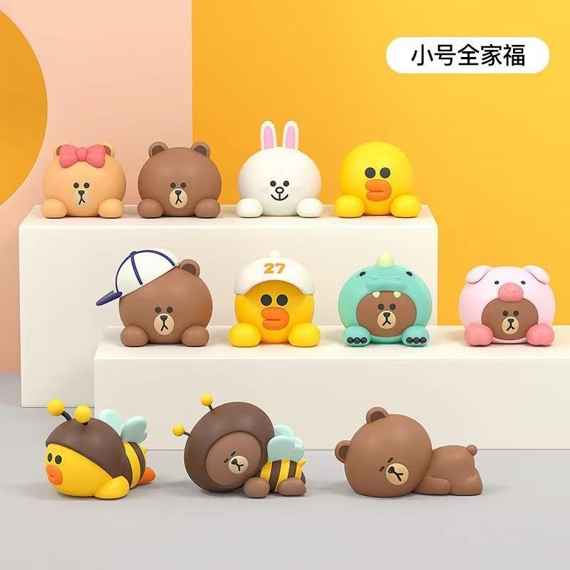 เส้น เพื่อน หมีสีน้ําตาลการ์ตูนน่ารักตกแต่งรถคอนโซลกลางตกแต่งรถอุปกรณ์ตกแต่งภายในรถยนต์