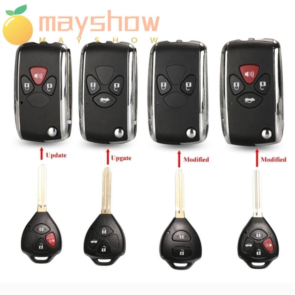 Mayshow เปลือกกุญแจรถ,พลิกดัดแปลงกุญแจรีโมท,ทนทาน 2/3/4 ปุ่ม Toy43 เคสกุญแจสําหรับ Toyota/Avlon/Crown/Corolla/Camry RAV4/Reiz/Yaris/Prado รถอุปกรณ์เสริม