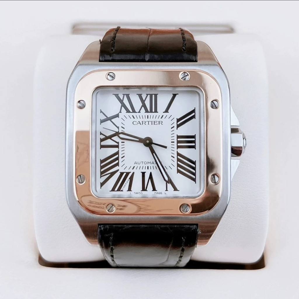 Cartier Cartier นาฬิกาผู ้ หญิง Santos Gold นาฬิกากลไกอัตโนมัติ W20107X7